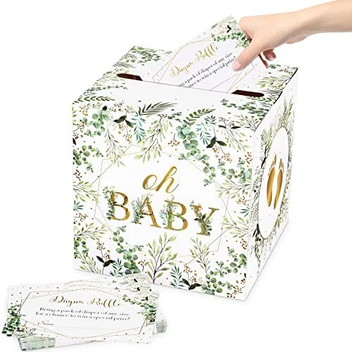 50 Pieces Greenery Diaper Raffle Tickets For Baby Shower With Diaper Raffle