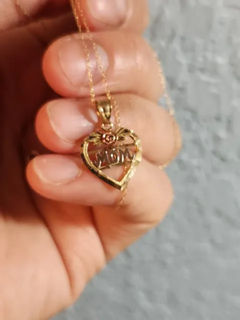 10k Yellow White And Rose Gold Mom Necklace Pendant.