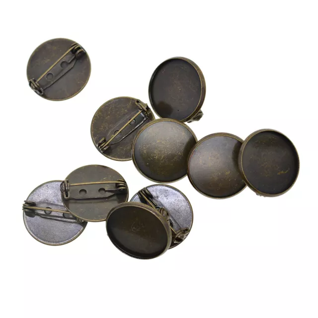 10 Stck. Bronze Runde Cabochon Brosche Basis Pad Pin Rückseite 20 mm für Schleifenknoten Abzeichen 2