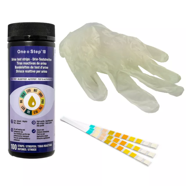 100 x Urine Test Strips 10 Parameter Doctor GP  Urinalysis Dipsticks + Glove