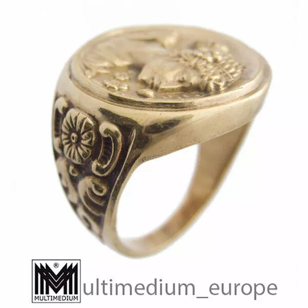 Jugendstil Siegel Ring Silber vergoldet Dame silver seal ring lady