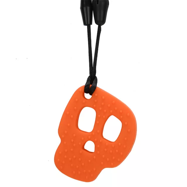 (Orange)Collier De Dentition Silicone Bébé Anneau De Dentition Pendentif Sûr