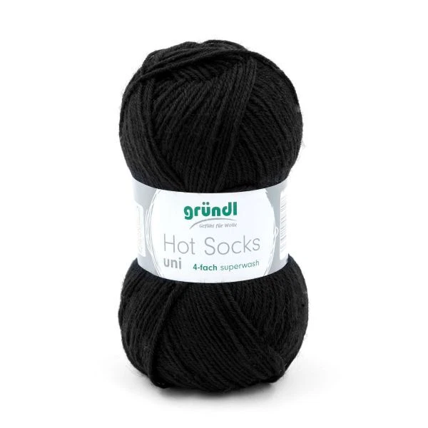Gründl Wolle Hot Socks uni 50 g schwarz Handarbeit