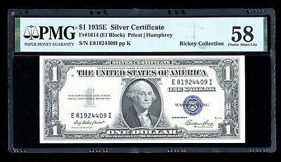 DBR 1935-E $1 Silver Fr. 1614 EI Block PMG 58 Serial E81924409I