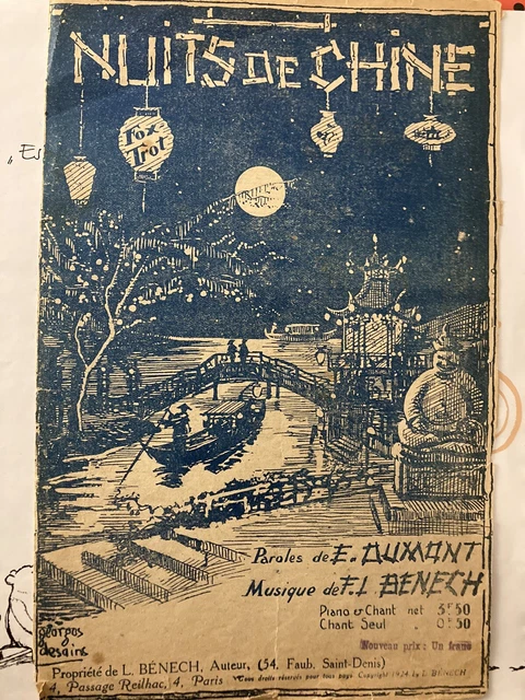 Nuits de Chine Musique Chansons 1922 Musiknoten 🎼