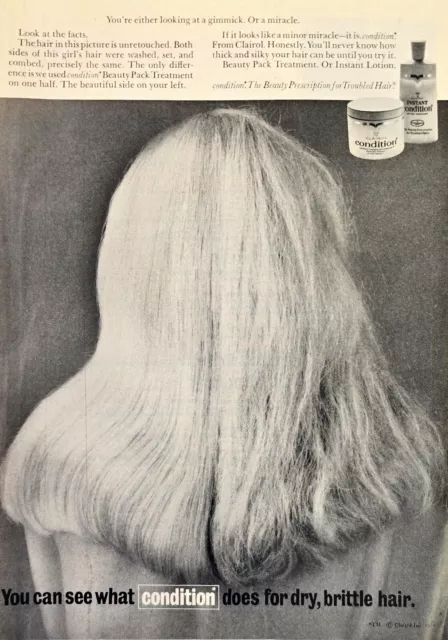 Clairol Condition For Dry Brittle Hair Vintage 1970 Print Ad 8 x 11