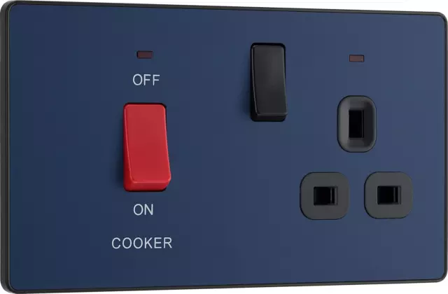 Evolve Cooker Control Socket, Double Pole Switch with LED Power Indicators, 13A,