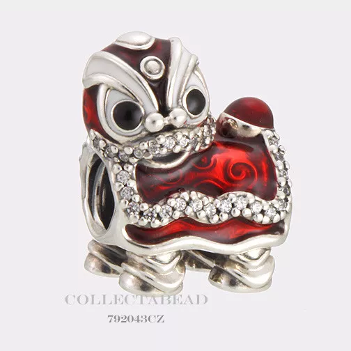 Authentic Pandora Silver Red Enamel Chinese Lion Dance Bead 792043CZ