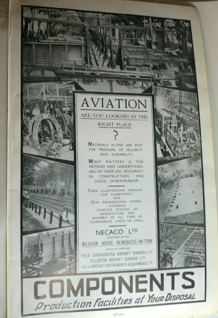 1944 WW2 NACACO Aircraft Production Facility Full page Advert Original ...