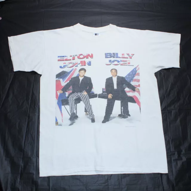 Elton John Billy Joel 1995 US Tour T Shirt Adult Large White Music Vintage 90s