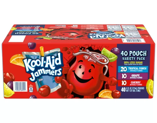 Kool Aid Jammers Variety Pack 177ml X 40 Pouches Bulk Pack Secure Packaging