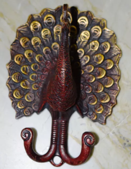Peacock Design Wall Hook Vintage Style Brass Hanger Clothes Towel Coat Hat BM23