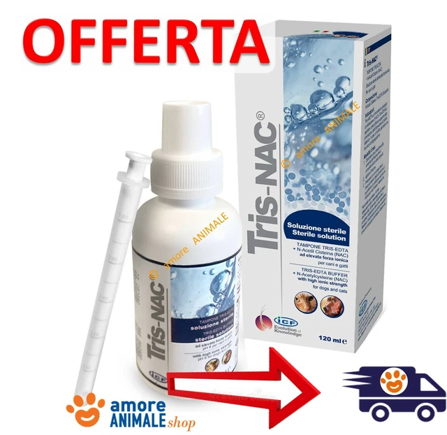 ICF TRIS NAC → 120 ml - Soluzione Sterile per CANI e GATTI cura Cute e Orecchie