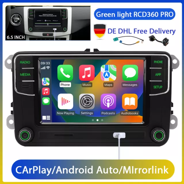 Für VW SKODA DE NONAME RCD360PRO 187B Grün Licht CarPlay Android Auto Radio