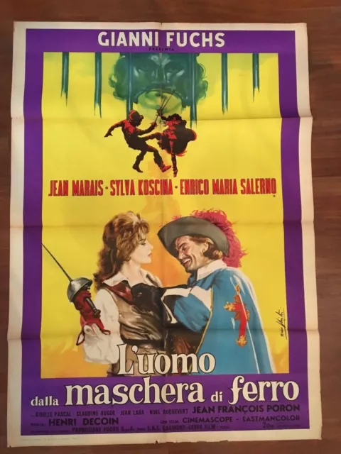 manifesto,2F,N,L'uomo dalla maschera di ferro Sylva Koscina Marais,Auger,Decoin.