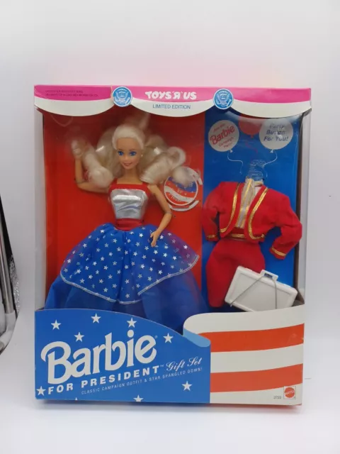 BARBIE FOR PRESIDENT GIFT SET~Toys R Us Limited Edition ~1991 Mattel #3722~New