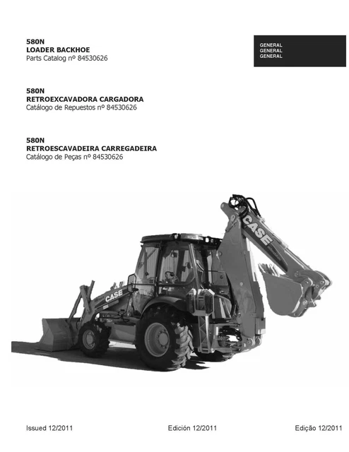 Repair Parts Manual Catalog Fits Case Backhoe Loader 580N 84530626