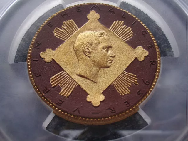 Saxony Coburg Gotha Duke Carl Eduard gilt Meissen Porcelain Medal 1925 PCGS MS66