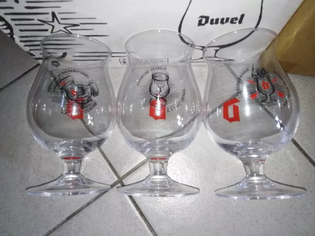 3 verres Différents bière duvel décoré 33cl neuf no heineken leffe