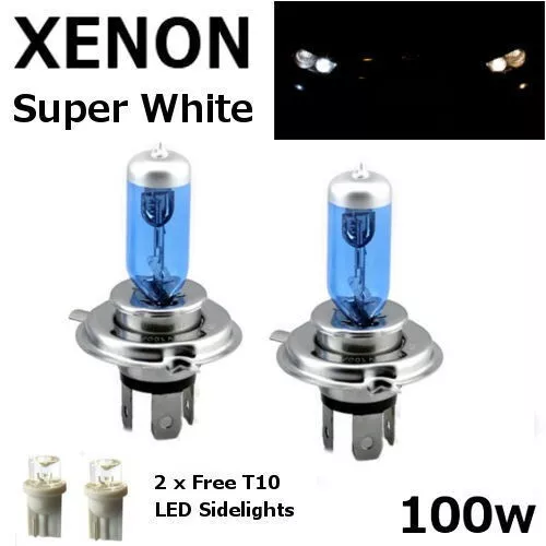 H4 100W SUPERWHITE XENON (472) UPGRADE Headlight Bulbs 12v +501 LED Sidelights B