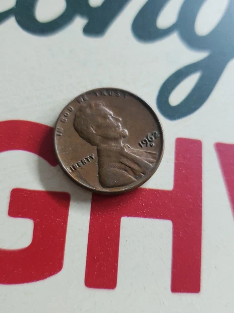 1962 D Lincoln Penny Error L on edge, rim, + no FG