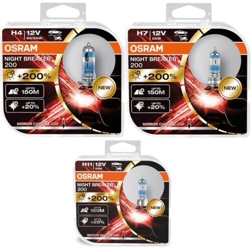 Osram Nuit Breaker 200 H4 H7 H11 Jusqu'À 200% Plus de Lumière 2Stk. Choix Libre
