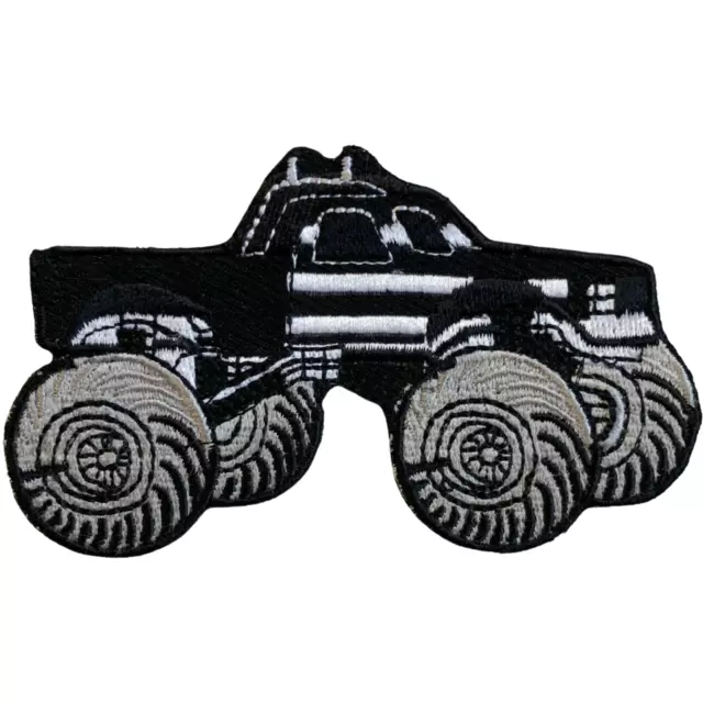 Monster Truck Toy American Black Iron on Sew on Embroidered Patch