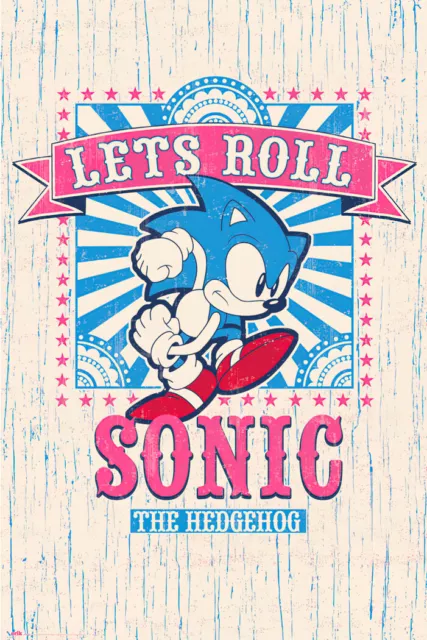 Sonic The Hedgehog - Gaming / TV Show Poster (Let's Roll) (Size: 24" X 36")