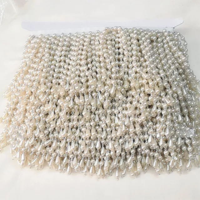 Bead Pearl Tassel Fringe Lace Edge Trim Ribbon Costume Sew Craft Decor 1 Yard