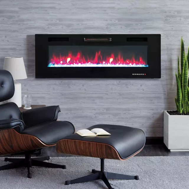 50 Inches Ultra-Thin Electric Fireplace Wall-Mounted & Recessed Fireplace Heater