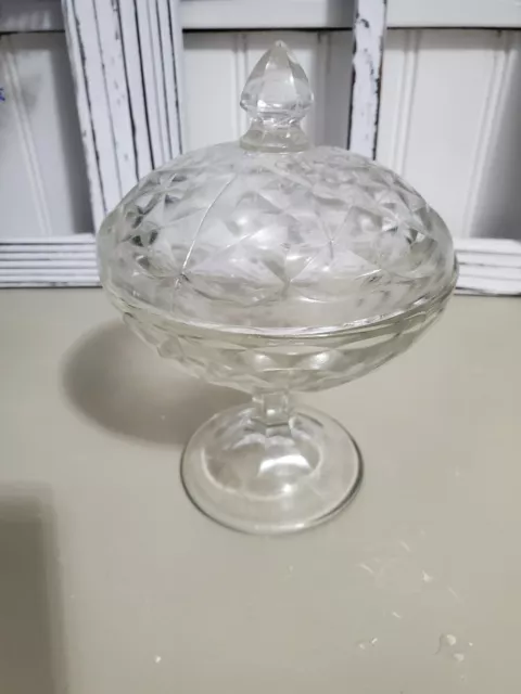 jeanette glass covered candy dish vintage