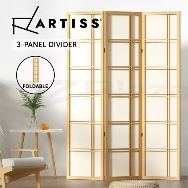Artiss 3 Panel Room Divider Screen Partition Privacy Wood Stand Nova Natural
