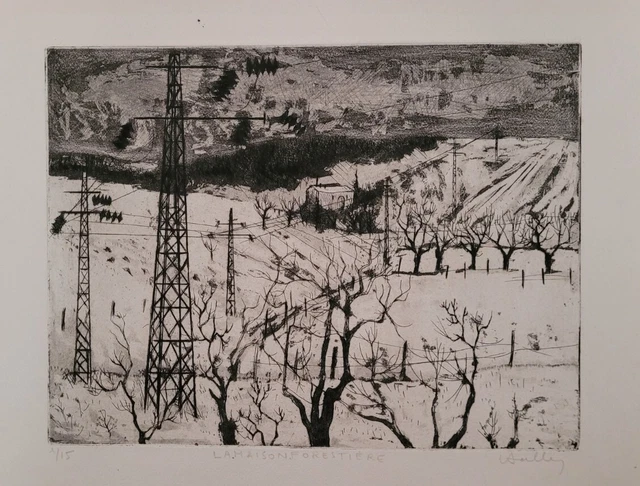 Lithographie signée et numérotée 1/15 "la maison forestiere"