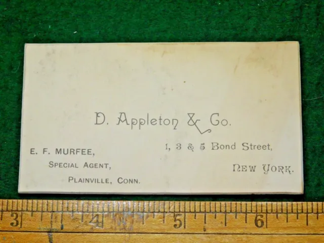 1870s D. Appleton & Co., NY Book Publisher E.F. Murfee, CT Business Card F12