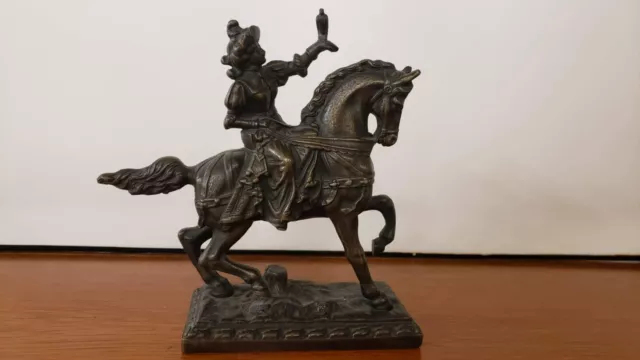 Early 20th Century Nobleman on Horseback Bronze Alloy Sculpture