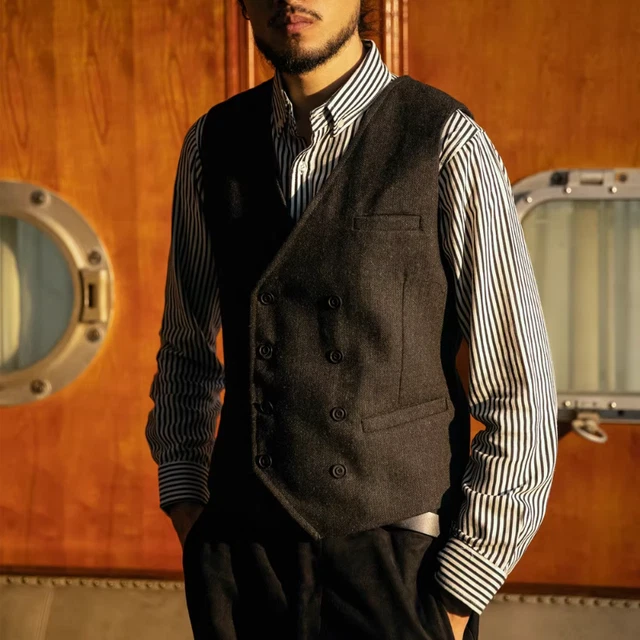 gilet in tweed a spina pesce bottoni singoli e - Switzerland gilet in tweed a spina pesce bottoni singoli e - Switzerland