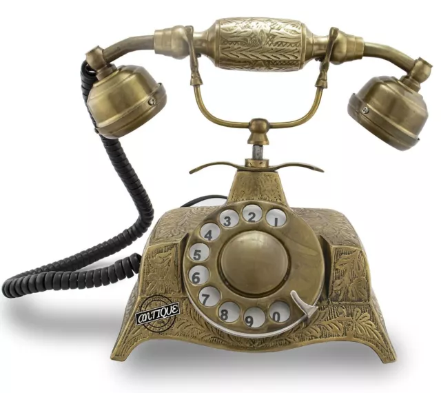 Vintage Telephone Rotary Dial Phone Victorian Brass Old Office Retro Home Decor.