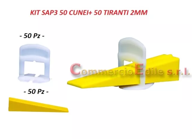 KIT SAP3 50 CUNEI+ 50 TIRANTI 2mm 3/13 DISTANZIATORI LIVELLANTI