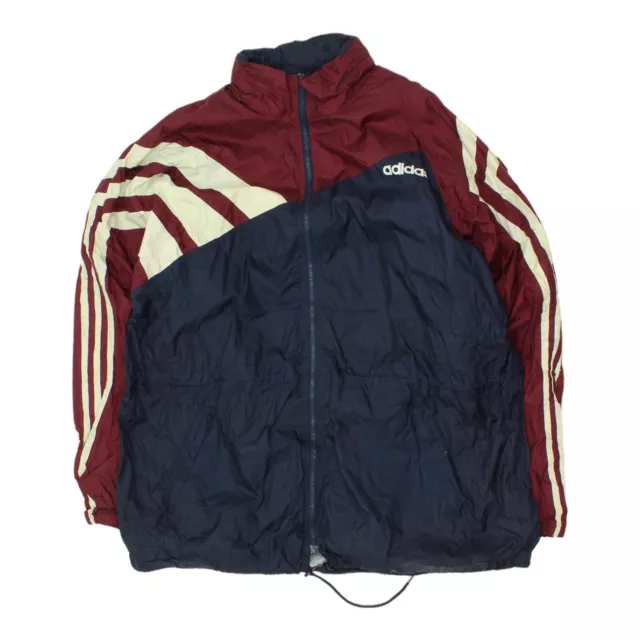 Adidas Mens Navy Burgundy Nylon Rain Coat Jacket | Vintage 90s Sportswear VTG