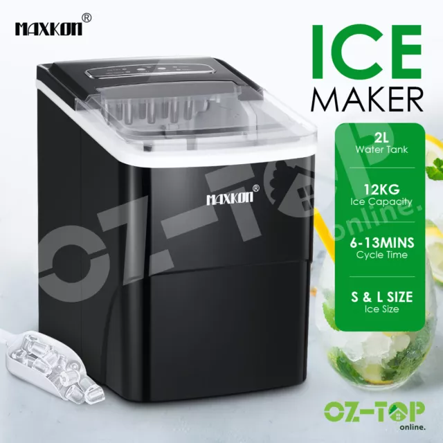 MAXKON 12KG Portable Ice Maker Machine Commercial 2L Countertop Ice Cube Tary BK