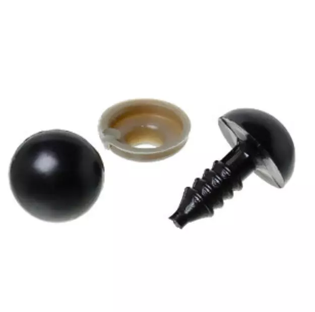 25 schwarze Teddyaugen 10mm Sicherheitsaugen Kunststoffaugen Schmuck DIY Basteln