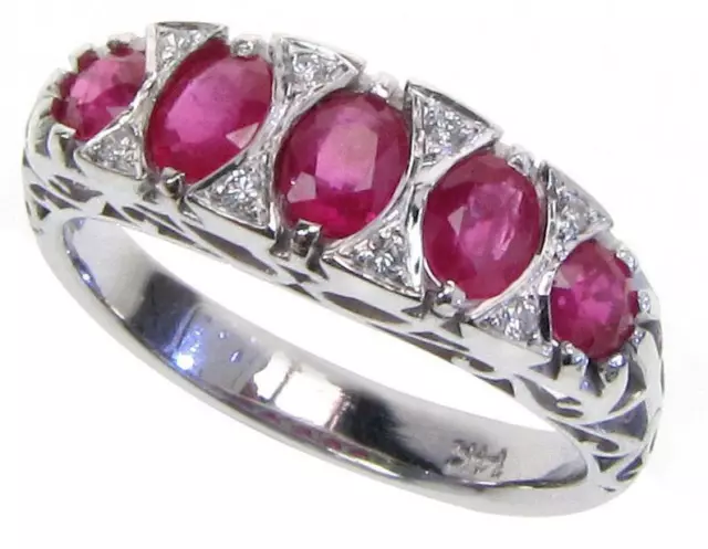 Ruby & Diamond Vintage Ring, 9ct 9k Solid Gold, Victorian Womens R156 Custom