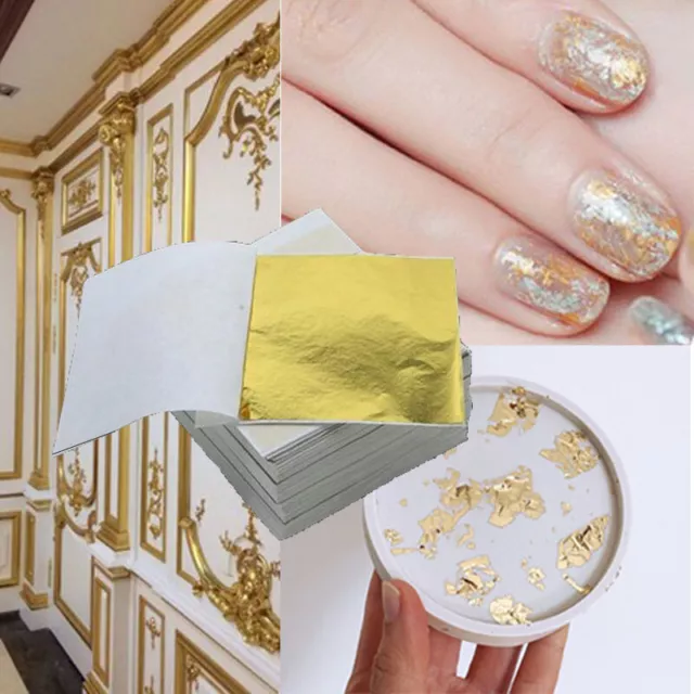 50/100 Blatt Diy Goldfolie Vergoldung Bastelpapier Dekoration Basteln 〇