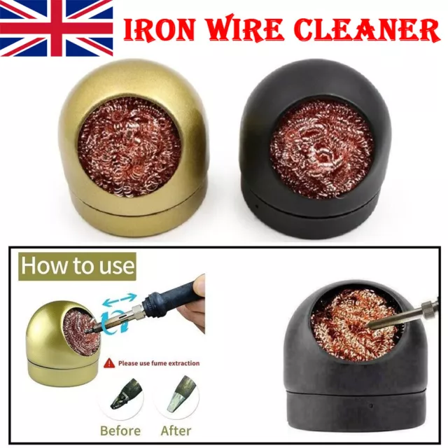 Soldering Tip Iron Cleaner Solder Tip Cleaning Wire + Metal Brass Holder Station