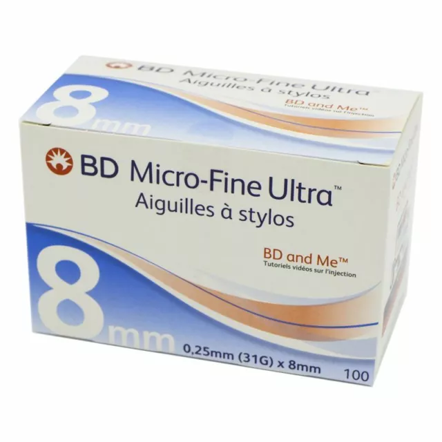 1 Boite X 100 BD Micro-Fine Ultra 8 mm pour stylo insuline stériles diabète