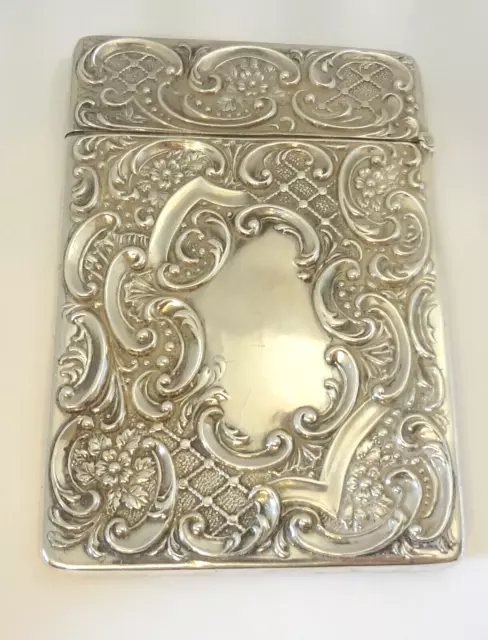 1898 MJJ Matthew John Jessop Birmingham Sterling Silver Repousse Card Case