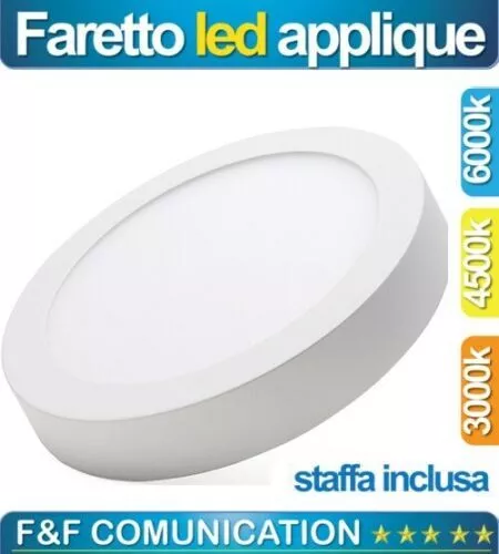 Plafoniera rotonda LED montaggio esterno luce soffitto 6 12 18 24w applique 220v