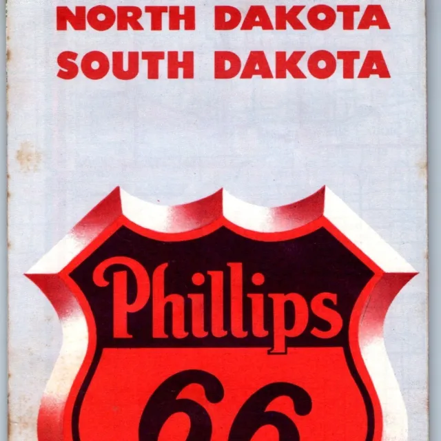 1957 North & South Dakota Phillips 66 Highway Road Map Brochure H.M Gousha 5Z