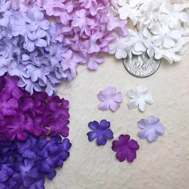 100pcs Mix Purple Tone Mini Petal 20mm Scrapbook Mulberry Paper Flower Gift Card
