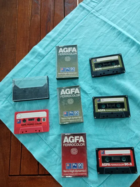 lot 4 K7 AUDIO-Agfa ferro color-cassette audio tape-vintage
